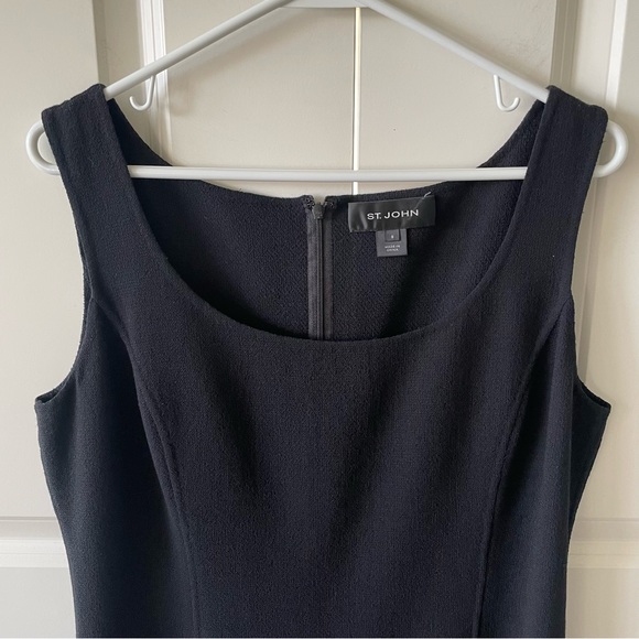 St John Black Wool Sleeveless Sheath Dress Size 8 - Picture 2 of 11